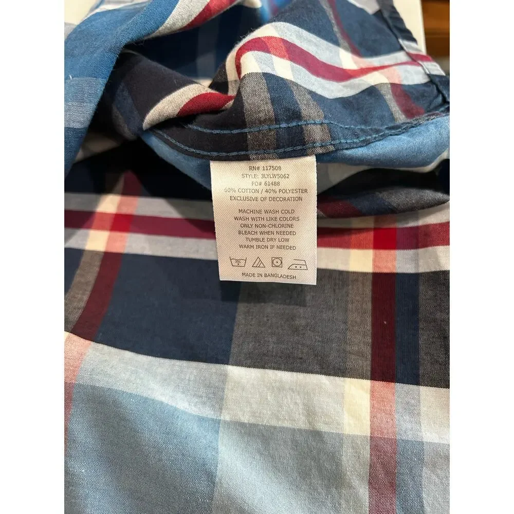 Levi's Pearl Snap Long Sleeve Shirt Men's Size Medium Red‎ Blue Plaid